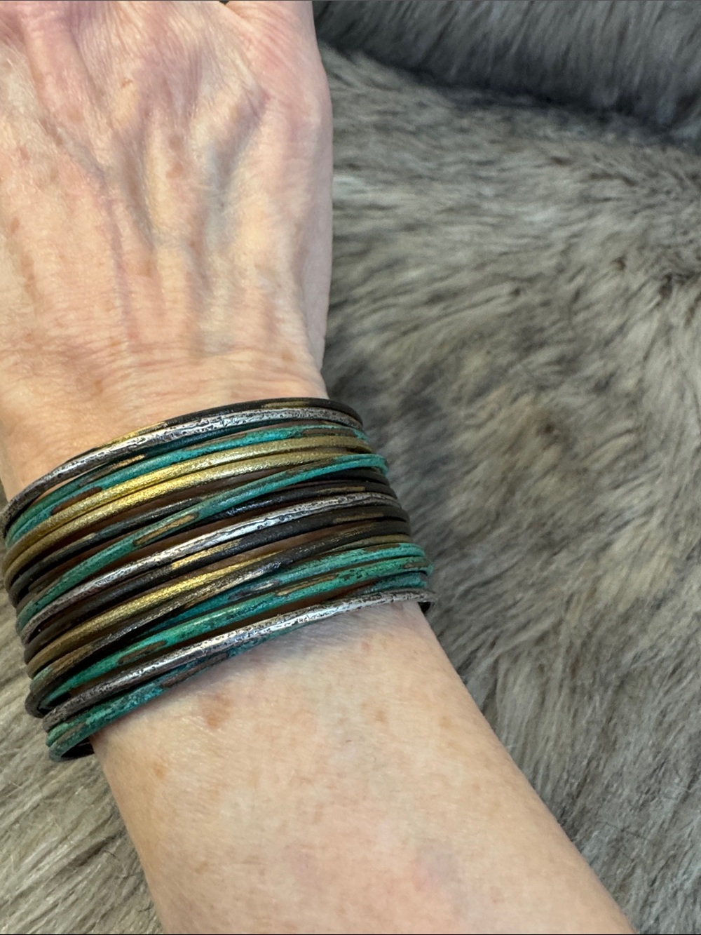 Silpada Multi-Stack Patina Copper Wrap Bracelet in Turquoise and Bronze